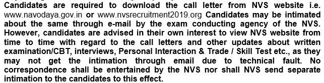 NVS Recruitment Test Call Letter Download